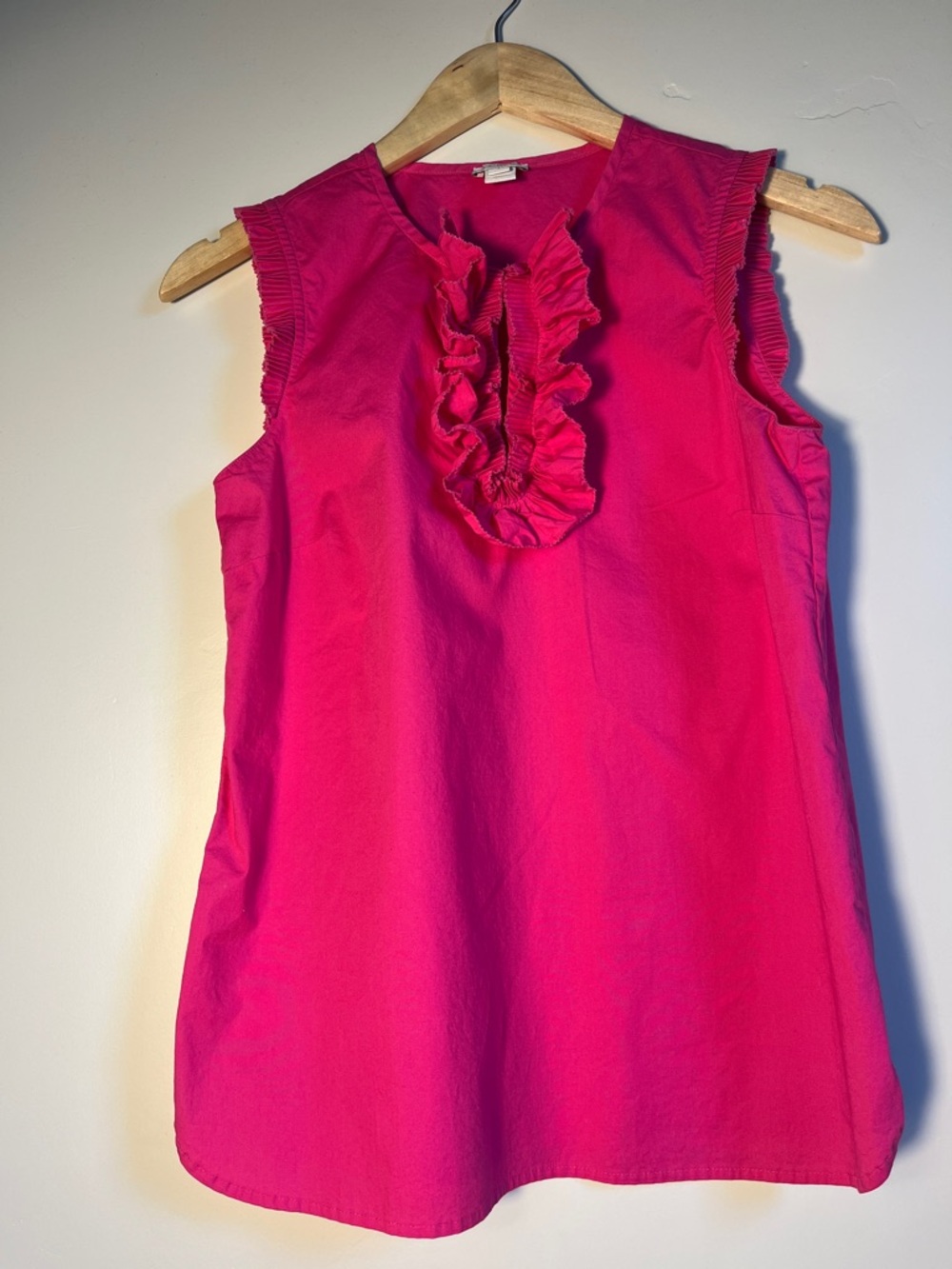 J. Crew Hot Pink Ruffle Front Sleeveless Camisole